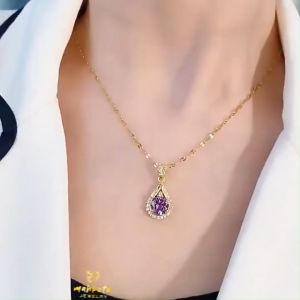 K136 Kalung TITANIUM Wanita Model Mahkota Unik Lapis Emas 18K