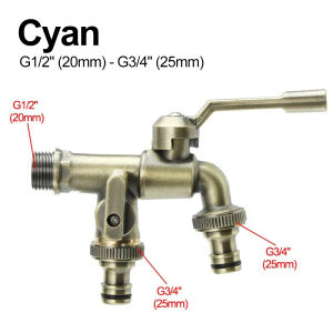 Double-outlet Faucet with Brass Valves for Laundry Room Garden Irrigation and Domestic Use Faucet