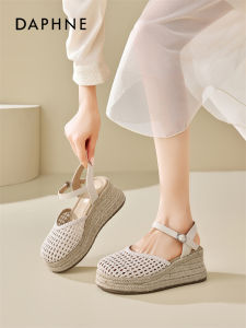 Daphne | Thick Sole Height Increasing Hollow Out Breathable Woven Sandals Women