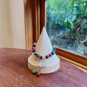 Rainbow Tourmaline Bracelet Female Summer Ins Niche Style Luxury Lily Pendant Bracelet Girlfriend Girlfriends Gift