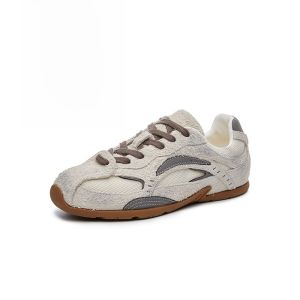 WANGGONGZHU | Womens Retro Leather Sport Shoes Comfortable Flat Bottom Low Cut Casual Shoes Fashionable Increase Height Dequn Shoes