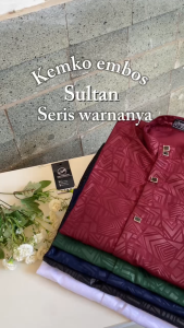 Kemko Koko Sultan Embos Pria Lengan Panjang Kemeja Koko Pria