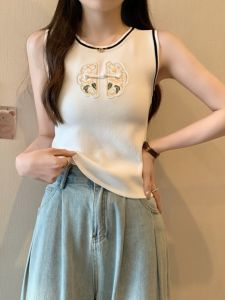 New Chinese Style Knitted Strap Vest Womens Summer Sweet And Spicy Outerwear Slim Fit Base Layer Sleeveless Top
