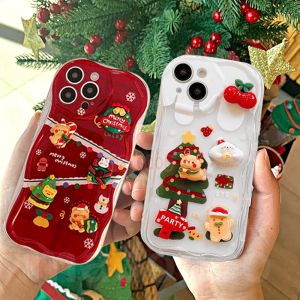 เคสใส Xiaomi Mi 14T 14 13T 13 12 12X 12S 11 Lite POCO M3 X3 NFC Pro Redmi Note 10S 9S 8 8A 7ตุ๊กตา3D น่ารักหมวกต้นคริสต์มาสขนมปังขิงสำหรับผู้ชายขอบสีครีมเป็นลอนคลื่นหมีของขวัญเคสโทรศัพท์นิ่มป้องกันการกระแทกมีรูที่ดีฝาครอบฝาหลัง NY 64