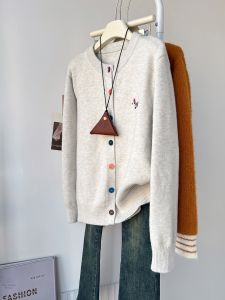 QINGNAER | Korean Casual Embroidered Knitted Cardigan
