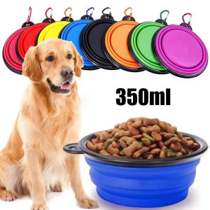 Portable dog bowl with telescopic and folding design suitable for pets including food and water Suitable for outdoor use