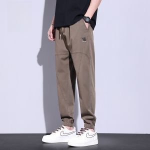 ROMON | Romon Mens Summer Thin Elastic Loose Cuffed Workwear Pants Casual Long Trousers Youthful Style Comfortable Fit Fashionable Brand