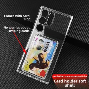 Integrated Samsung Galaxy S23 Ultra Case with Card Holder Drop Resistance Soft Shell Compatible with S22 S21 FE Models