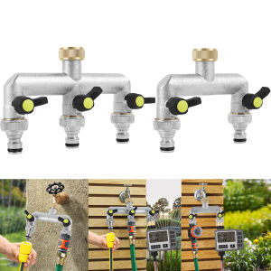 3/4Inch 2/3 Way Zinc Alloy Garden Hose Splitter Sturdy Hose Faucet Watering Connector Distributor for Outdoor Faucet