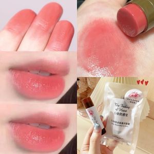 Cute Fruit Lip Balm Set Peach Brown Lip Gloss Natural and Lasting Moisturizing Dilutes Lip Lines and Changing Color Jelly Rich Lip Care
