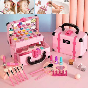 (Stock in Malaysia) 33 pcs Kids Makeup Set Non ToxicWashable Cosmetics Toys Set Pretend Game Princess Eyeshadow Blush Lipstick Makeup HandbagMake up set for Kids RealChristmas gifts toy for kids girl