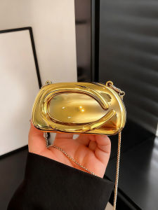 Mini version fashion gold metal closure box-shaped clutch bag womens evening wedding party chain crossbody bag shoulder bag