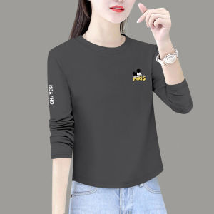 Pink Long Sleeve Pure Cotton Loose Womens Base Shirt Spring Autumn New Style Casual Creative Print Short Top Korean Style