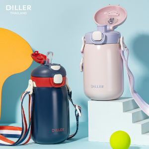 (พร้อมส่งจากไทย) Diller Thermo Flask 420/700ml (MLH9073) ขวดน้ำเก็บอุณหภูมิ ฝาแบบ 2in1 หลอดหรือยกดื่ม ซิลิโคนฟู้ดเกรด ปราศจากสาร PBA