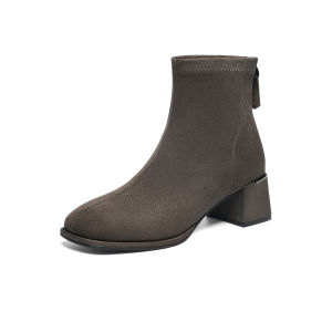 Reddragonfly | Elastic Chunky Heel Slim Short Boots