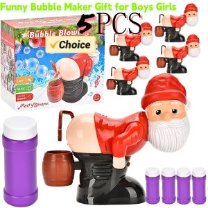 1-5PCS Christmas Fart Bubble Blower with Music & Light Santa Claus Bubble Maker Automatic Bubble Blower Xmas New Year Ornament