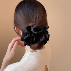 Luxurious Pleated Flower Bud Satin Double Layer Hair Ties Korean Style Fairy Tale High End Feeling Ball Head Elastic Bands