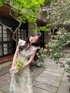 Romantic French Style Summer Outing Skirt Heavy Embroidery Long Dress for Women with Lace Trim Casual Chic Polyester Rayon Nylon