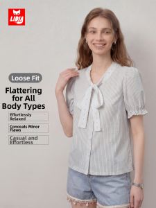 LIDIA | Lace Stripe Ruffle Sleeve Summer Light Shirt