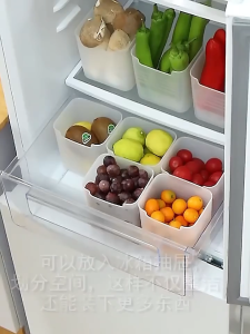 10Pcs Kitchen Refrigerator Side Door Storage Box Fridge Space-Saving Organizer Bins Kitchen Tableware Storage Basket Clear Vegetable Fruit Snacks Egg Plastic Sorting Box Food Vegetable Sorting Kitchen Multifunctional Box