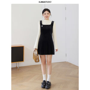 JULULOOK | Đầm Dây Velvet Kích Cỡ Lớn cho Mùa Thu và Đông