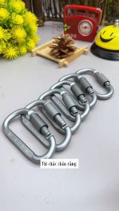 Móc Khóa Nhôm Carabiner Đa Năng Chữ D Móc Khóa Hợp Kim Nhôm Cao Cấp Siêu Cứng Bền Không Mài Mòn Có Ren Vặn Chốt Khóa