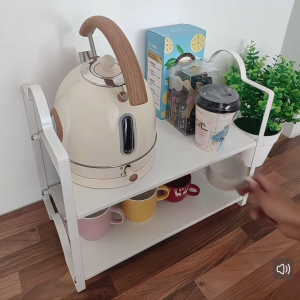 💟SOLUTION65💟 Pure White Carbon Steel Coffee Machine Stand Coffee Machine Holder Perfume Stand Perfume Holder Kitchen Rack Kitchen Shelf Mini Oven Stand Oven Holder Oven Rack Makeup Rack Desktop Rack Under Sink Rack Cabinet Tiered Shelves