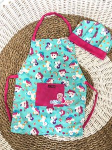 Celemek Topi Anak Chef / Apron Set  Dapur Anak /Clemek Masak Katun Premium / Koki Laki-Laki Perempuan k