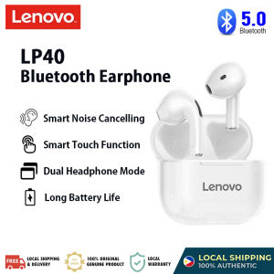 Lenovo LP40 Earphone TWS Wireless Bluetooth 5.0 Headphone Dual Stereo Noise Reduction Bass Touch Control Long Standby Headphone Audio Sports Earbuds COD