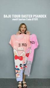 Onefashionmall Baju Tidur Daster Wanita Dewasa Jumbo Spandek Motif Kartun Lucu Cute Cantik Piyama Kaos Tidur Bumil Lengan Pendek BT011
