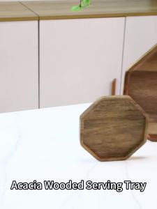 Acacia Wood Octagonal Tray Dessert Plate Wooden Fruit Plate Food Snack Dried Tea Tray Tableware Coffee Coaster Kitchen Supplies