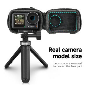 TELESIN Mini Storage Protection Bag For Dji Osmo Action 4 Brushed Half Open Quick Release Carrying Case for Action 3 Accessories