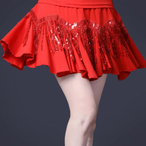 ชุดเดรสสั้นเต้นรำละตินใหม่ชุดเต้นรำภายนอกชุดปลายกระโปรงบานแต่งพู่ประดับเลื่อมชุดเดรสสำหรับการแสดงใหม่ฤดูร้อน