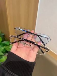 1pcs Mens Rimless Rectangular Clear PC Lens Glasses All Seasons & Gift Ready