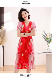 Nova quality⭐One person one pleat ⭐Miyake pleated dress short-sleeved V-neck bat-sleeved ultra-slim pleated skirt MIDI skirt cover