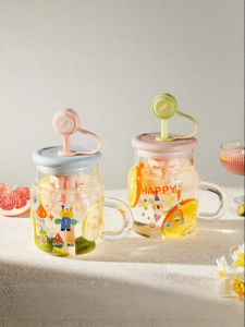 CAROTE | Straw High Aesthetics Office Tea Water Separation Glass Cup
