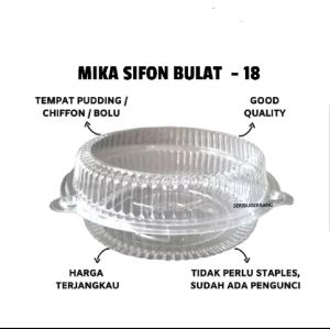 Tempat kue Bolu MIKA BOLU SIFON 18 CM - CHIFFON Tempat KUE BULAT ISI - 50 PCS || PACKAGING KUE / SHIFFON / BOLU DLL UKURAN 18 WARNA : BENING