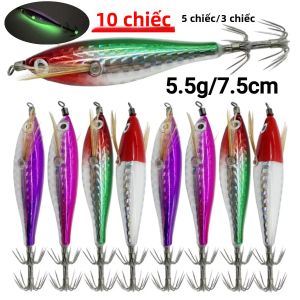 Mồi Câu Cá Bằng Laser Phát Sáng Mồi Giả Tôm Gỗ Nổi Mồi Câu Mực Câu Bạch Tuộc Câu Mực Nang - Móc Ngang Câu Cá Biển