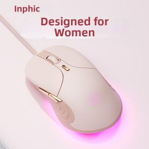 inphic | Silent Gaming Office Mouse Wired Pink