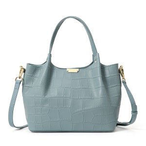 Aidrani | Genuine Cowhide Leather Women Tote Bag Crocodile Embossed Handbag Multi-Pocket Shoulder Purse for Travel