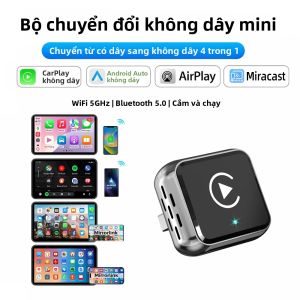 Bộ Chuyển Đổi CarPlay 4 Trong 1 Không Dây Airplay CarLink Mirror Android Auto & CarPlay Không Dây Bluetooth WiFi Hộp Thông Minh AI Cho Hệ Thống Xe Hơi