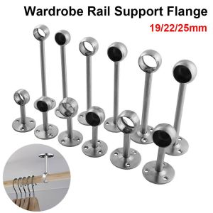 UNMEGONI 1Pcs Stainless Steel Pipe Bracket Half/All Pass 19/22/25mm Tube Holder Durable Wardrobe Hanger for Clothes Pole Curtain Rod