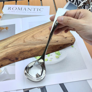 Deep Soup Spoon Bent 18/10 Stainless Steel Sauce Spoon for Porridge And Soup with Slanted Mouth for Dipping And Serving