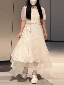 plus Size New Chinese Style Dress Set Summer Slimming Hanfu Renovated Cheongsam Retro Two Piece Set for Plump Women