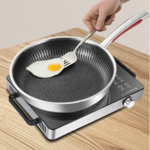Non-stick 316 Stainless Steel Flat Pan Beehive Design