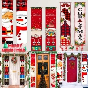 Santa Claus Merry Christmas Porch Sign Decorative Door Banner Christmas Decor Xmas Knight Hanging Christmas Ornaments For Home