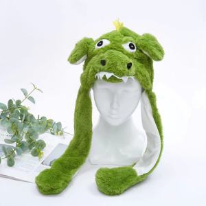 Funny Christmas Halloween Plush Hats Deer Pumpkin Santa Claus Ghost Animals Ears Moving Plush Hats For Boys Girls Holiday Gifts