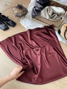 French Vintage Acetate Satin Fish Tail Half Skirt Womens Spring Summer High Waist Long A-Line Skirts Elegant Draping