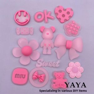 Luminous Cartoon Bear Shoe Buckle Heart Letter Flower DIY Hole Shoe Accessories Pink Colorful Night Glow Footwear Decorations