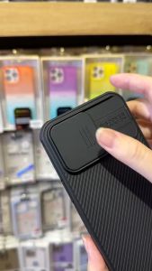 Ốp lưng chống sốc nắp trượt bảo vệ camera cho iPhone 16 15 14 13 Pro Max 14 15 16 Plus hiệu Nillkin Camshield - Viền TPU đệm khí chống sốc Lưng nhám PC